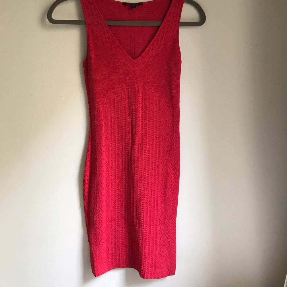 V neck coral knit dress size small